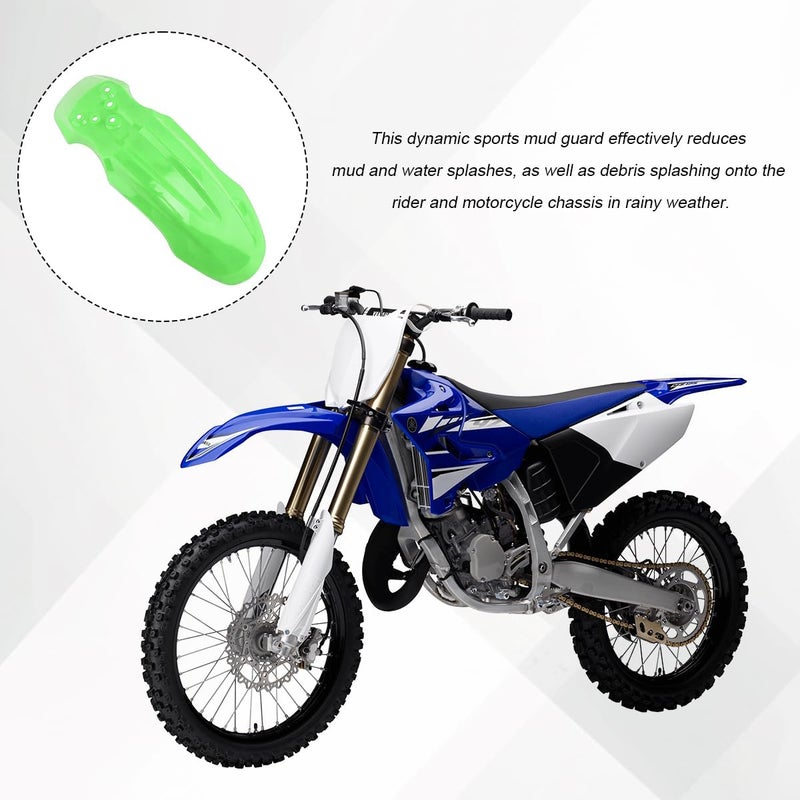SWPHRT Motorcycle Front Wheel Mudguard, Motorbike Front Fender Protector Parts, Bicycle Number Plate Wheel Mud Guard Accessories, Universal for 125CC Pit PRO Trail Dirt Bike (Green) - Image 3